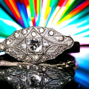 Gorgeous silver and rhinestone vintage 1950s  brooch